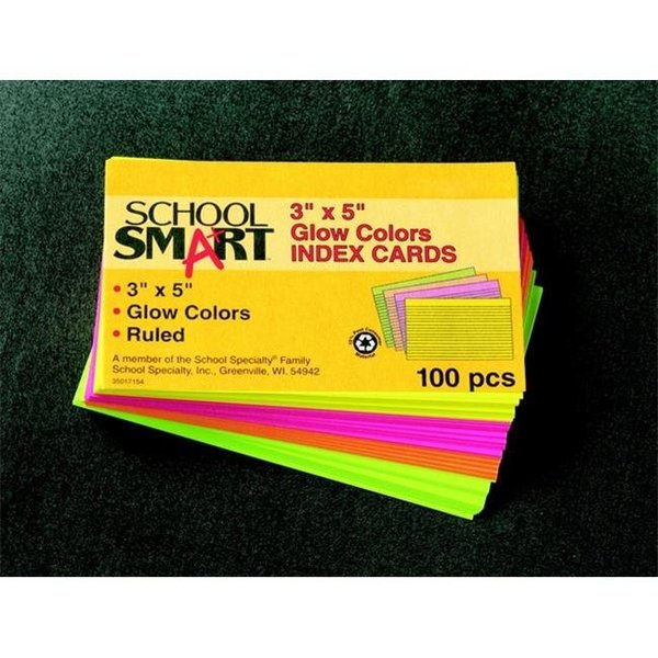 School Smart School Smart 088711 3 x 5 In. Ruled Index Card; Assorted Colors; Pack - 100 88711